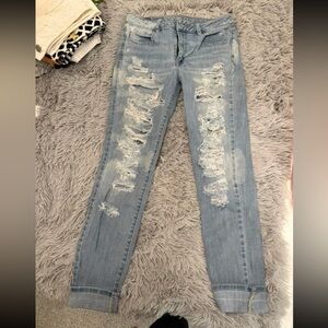 American Eagle Outfitters Light Blue Ripped Skinny Jeans